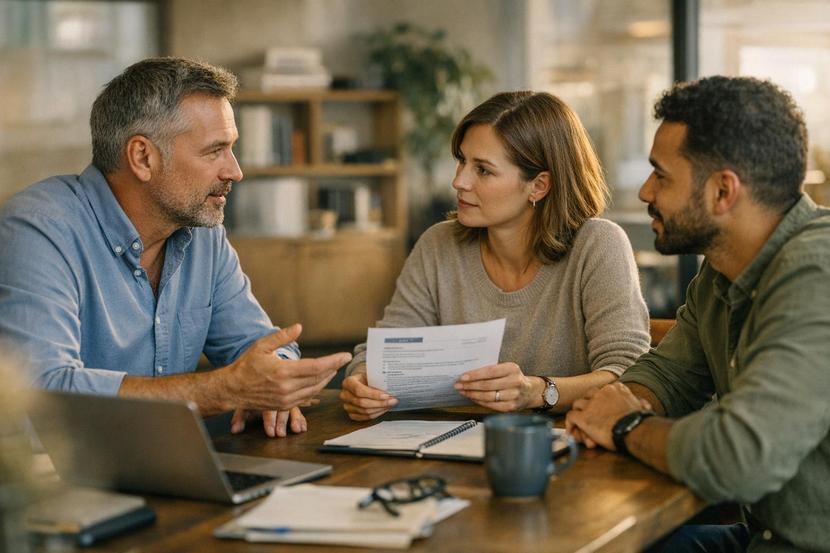 Frau aktualisiert ihren Lebenslauf am Laptop