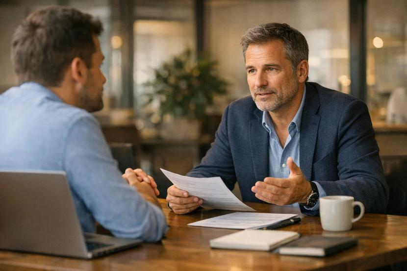 Bewerberin verhandelt Gehalt im Vorstellungsgespräch